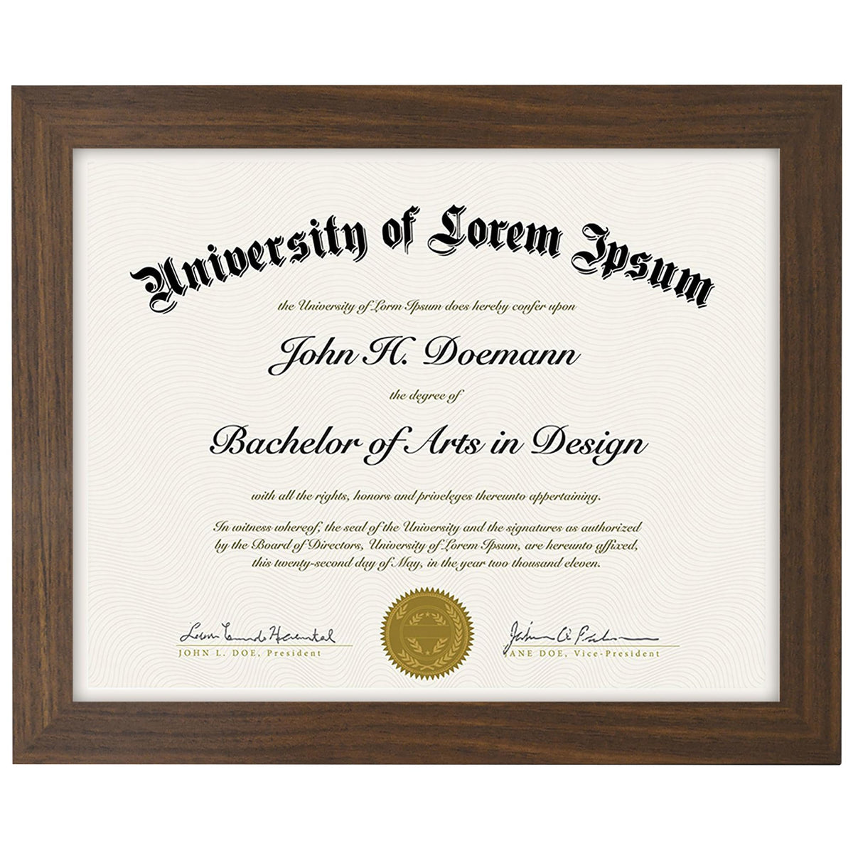 Americanflat 8.5x11 Diploma Frame with Shatter-Resistant Glass - Document Frames with Engineered Wood - Legacy Collection - Certificate Frame for Tabletop and Wall Display - Walnut