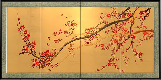 Oriental Furniture Plum Tree on Gold Leaf