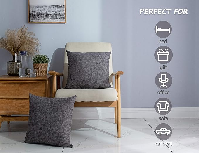 Stellhome Pack of 2 Burlap Throw Pillow Covers Farmhouse Linen Cushion Covers