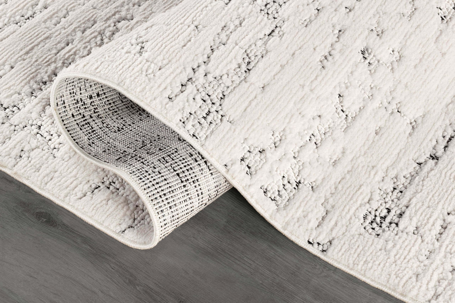 Beverly Rug Micro Loop Area Rug White/Gray 8x10 Abstract Modern Luxury Brushstroke Durable Soft Indoor Rugs for Living Dining Room Office Stain Resistant Non Shedding Casual Indoor Carpet 8 x 10