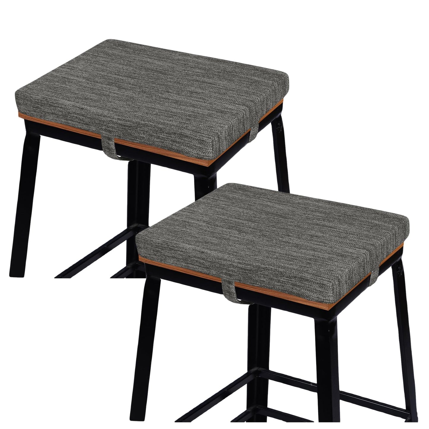 baibu Set of 2 Memory Foam Rectangle Bar Stool Cushions, Dual-Layer Non-Slip Dining Chair Pads Kitchen Bench Stool Cushions with Machine Washable Cover - Only 2 Pads (Grey, 15.7×11.8×1.5in)