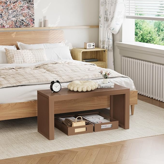 Bamboo Small Dining Bench, Farmhouse Bench