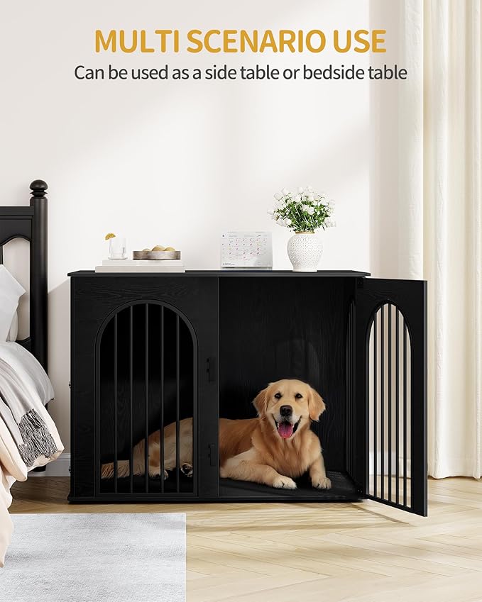 Hzuaneri 44.1" Wooden Dog Crate Furniture, Indoor Dog Kennel Dogs Cage