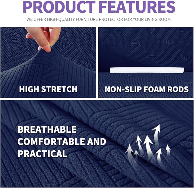 ZNSAYOTX Super Stretch Couch Cover, New Striped Sofa Covers Fitted Slipcovers