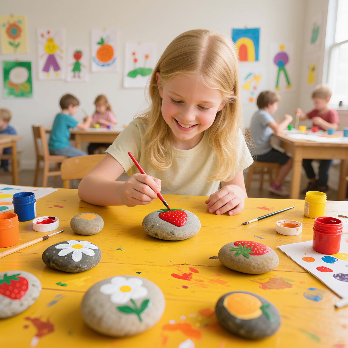 Simetufy 15pcs Rocks for Painting, 5pcs of Each 2-3in, 3-4in, 4-5in, Flat & Smooth River Rocks for Arts & DIY, Kindness Painting Stones for Kids, Garden Deco