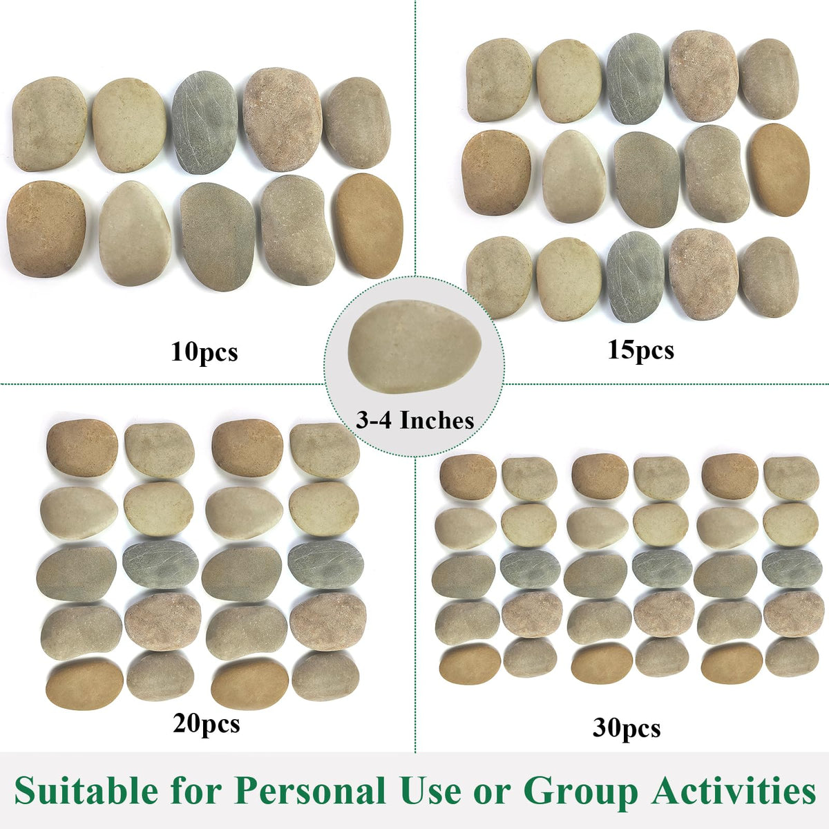 YISZM Large Rocks for Painting, 30PCS River Rocks for Painting, 3-4 Inches Flat Smooth Painting Stones for DIY Arts & Crafting
