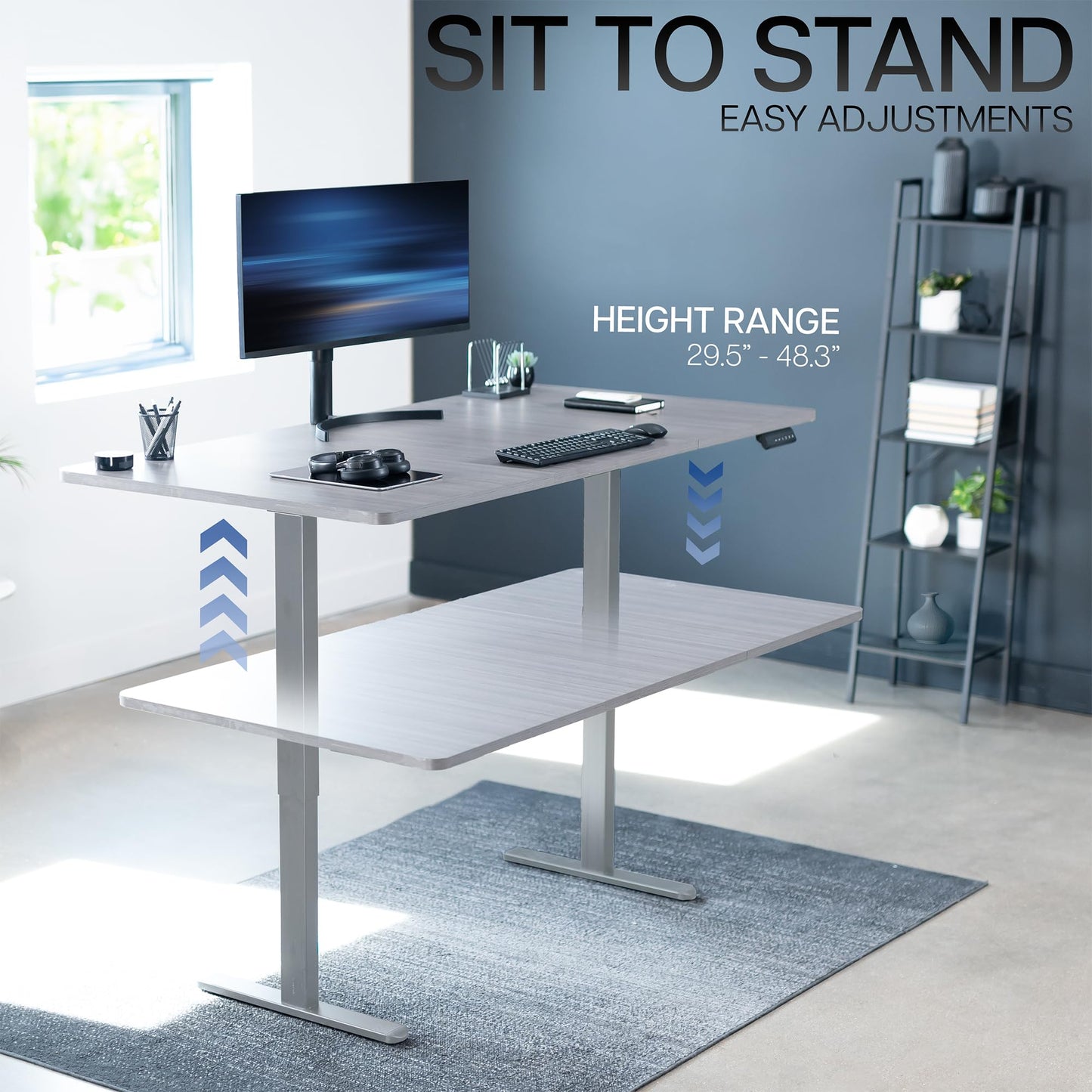 VIVO Electric 71 x 36 inch Standing Desk, Dual Motor Memory Controller Height Adjustment, E2B Series, Dark Gray Top Gray Frame, DESK-KIT-E2G7G-36