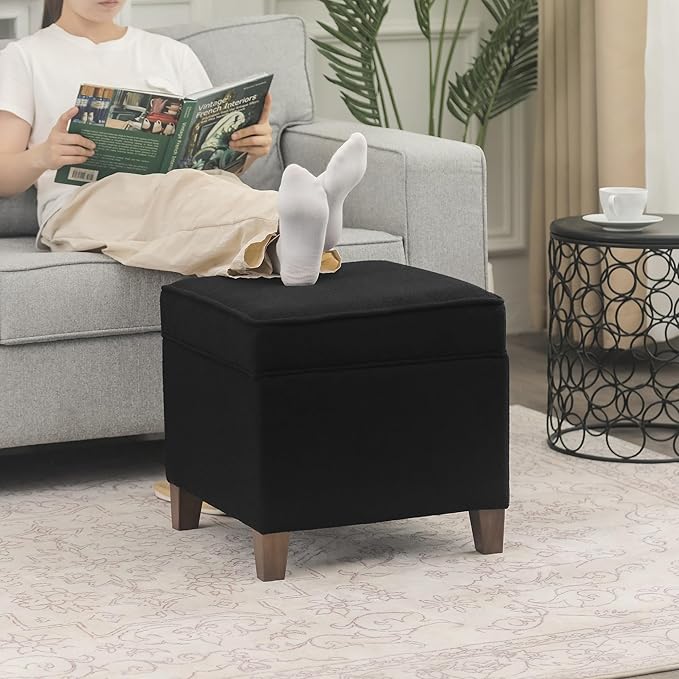 Adeco 17.5" Square Fabric Ottoman