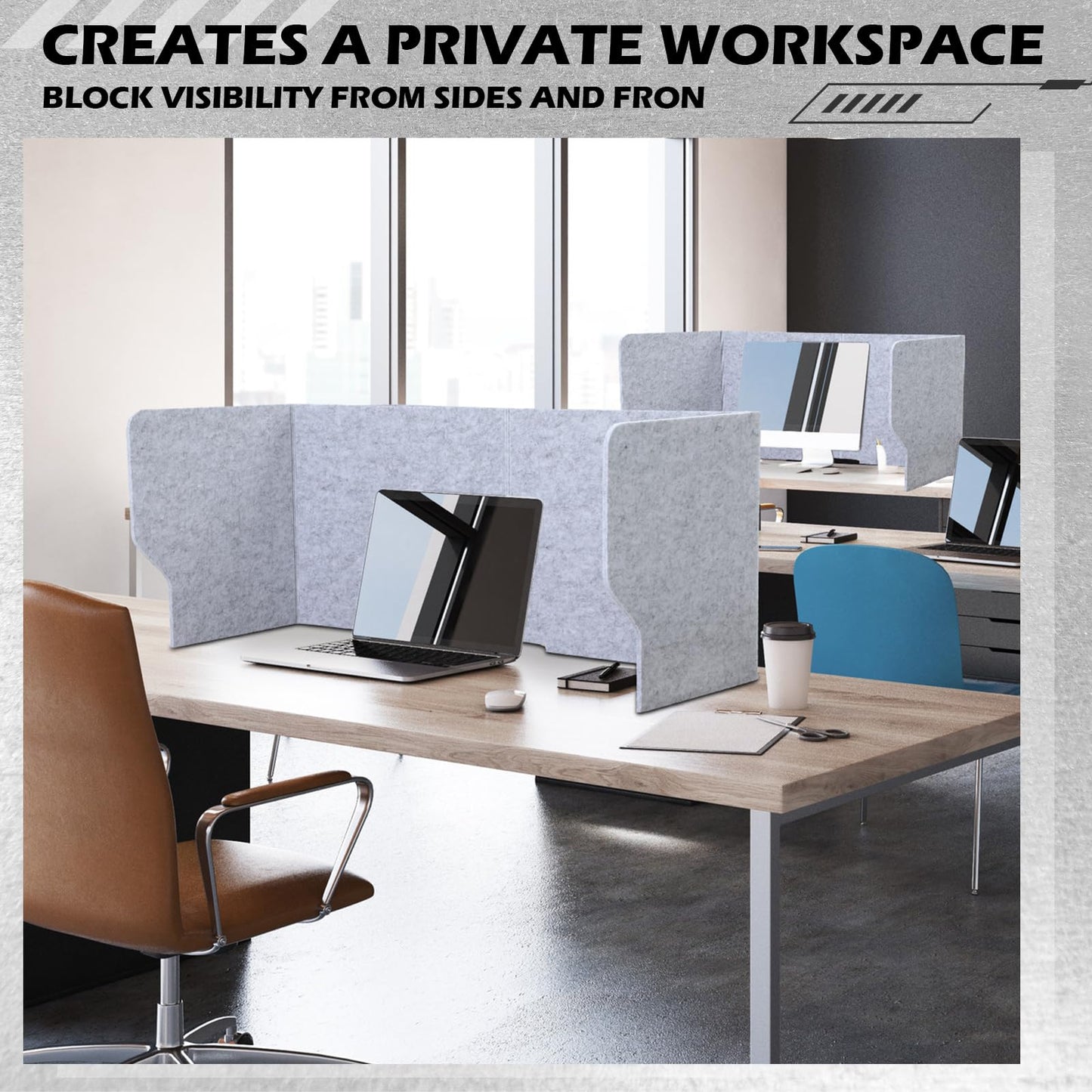 Dunzoom Large Desk Dividers for Students 47.3 x 15.7 Inch Acoustic Portable Fold Classroom Table Privacy Felt Boards for Workstation Office Home Furniture Partitions and Dividers(Gray)