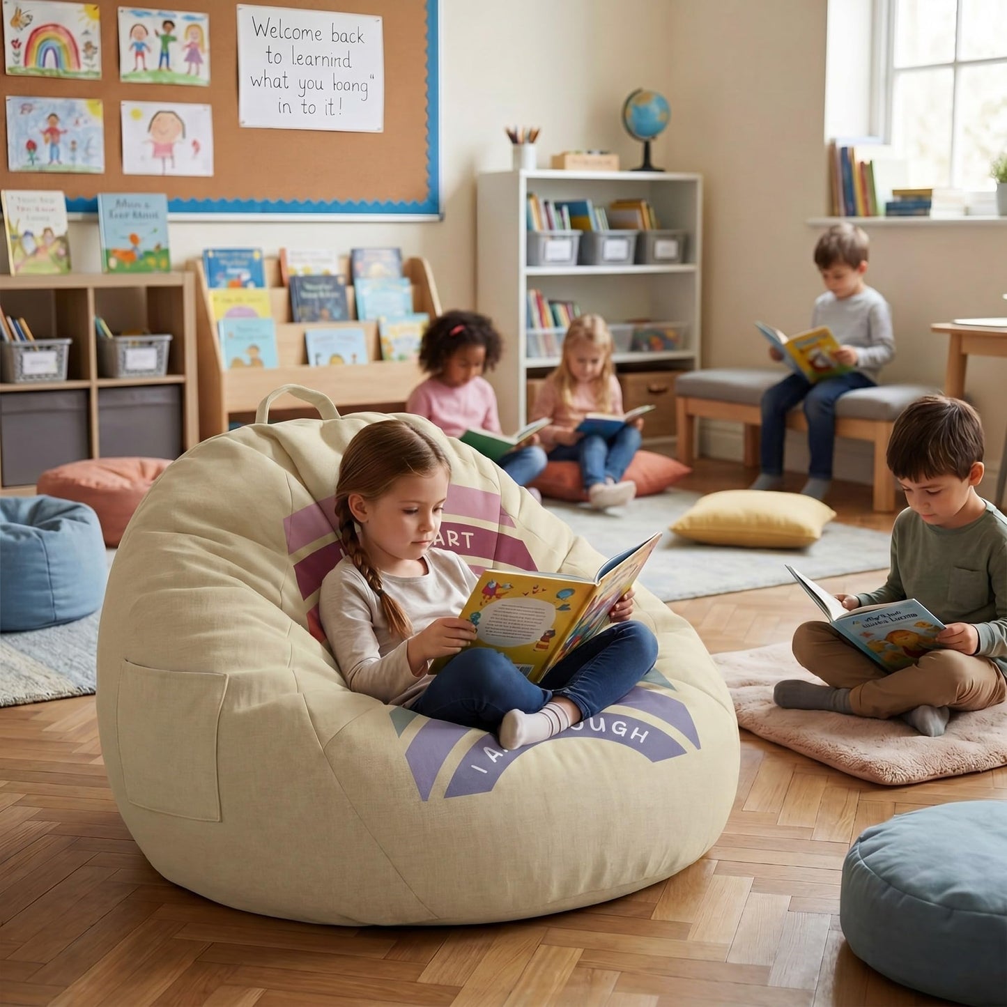 Tegeme Reading Calming Corner Supplies Storage Bean Bag Cover (No Filler) for Classroom Furniture Therapist Office Must Haves Calm Down Corner Supplies Playroom Boho Classroom Decor 39.4 x 47.2 inches