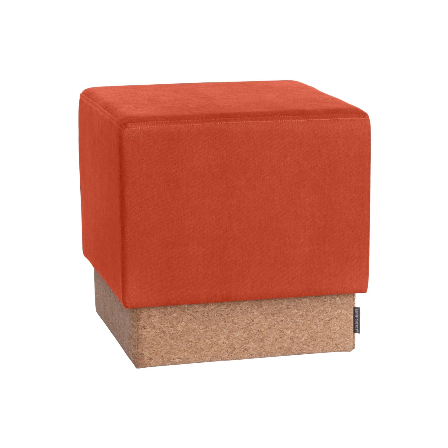 Seville Classics Cushioned Fabric Ottoman Hidden Storage Chest Footrest Chair, Padded Seat for Bedroom, Dorm, Loft, Living Room, Entryway, Hallway, Cork/Burnt Sienna, 15" Cube