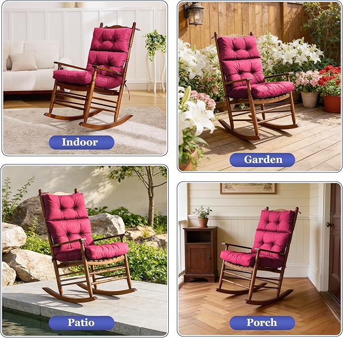 Rocking Chair Cushion, Waterproof and Fade-Resistant Adirondack Rocker Cushions