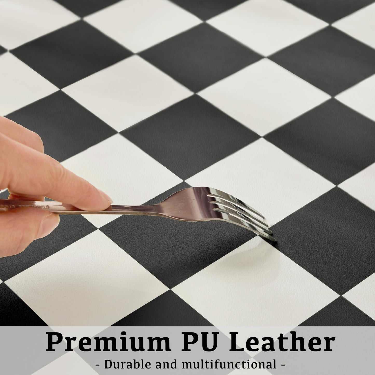 Ohocut Checkered Desk Mat, 31.5" x 15.7" Large Cute Black White Aesthetic Retro Accessoires, PU Leather Computer Laptop Desk Mat Mouse Keyboard Pad, Desk Writing Makeup Mat for Vanity/Work/Home Decor