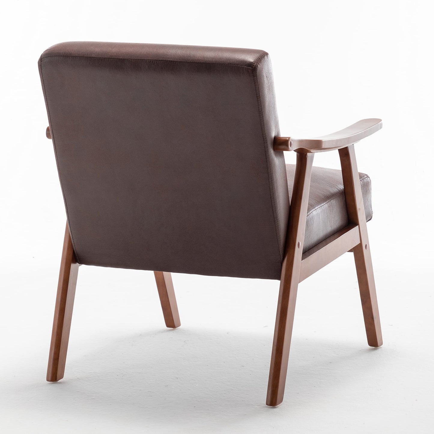 Container Furniture Direct Accent Chair with Microfiber Upholstery and Solid Wood Frame, Classic Mid-Century Modern Living Room Furniture for Extra Seating, Dark Brown