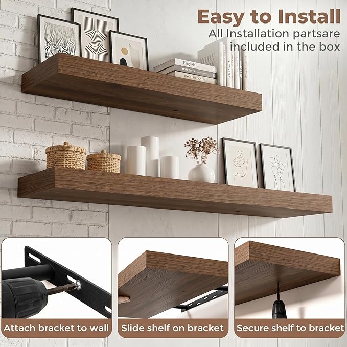 FLYJOE Floating Shelves for Wall, 32 Inch Floating Shelves Set of 2, Kitchen