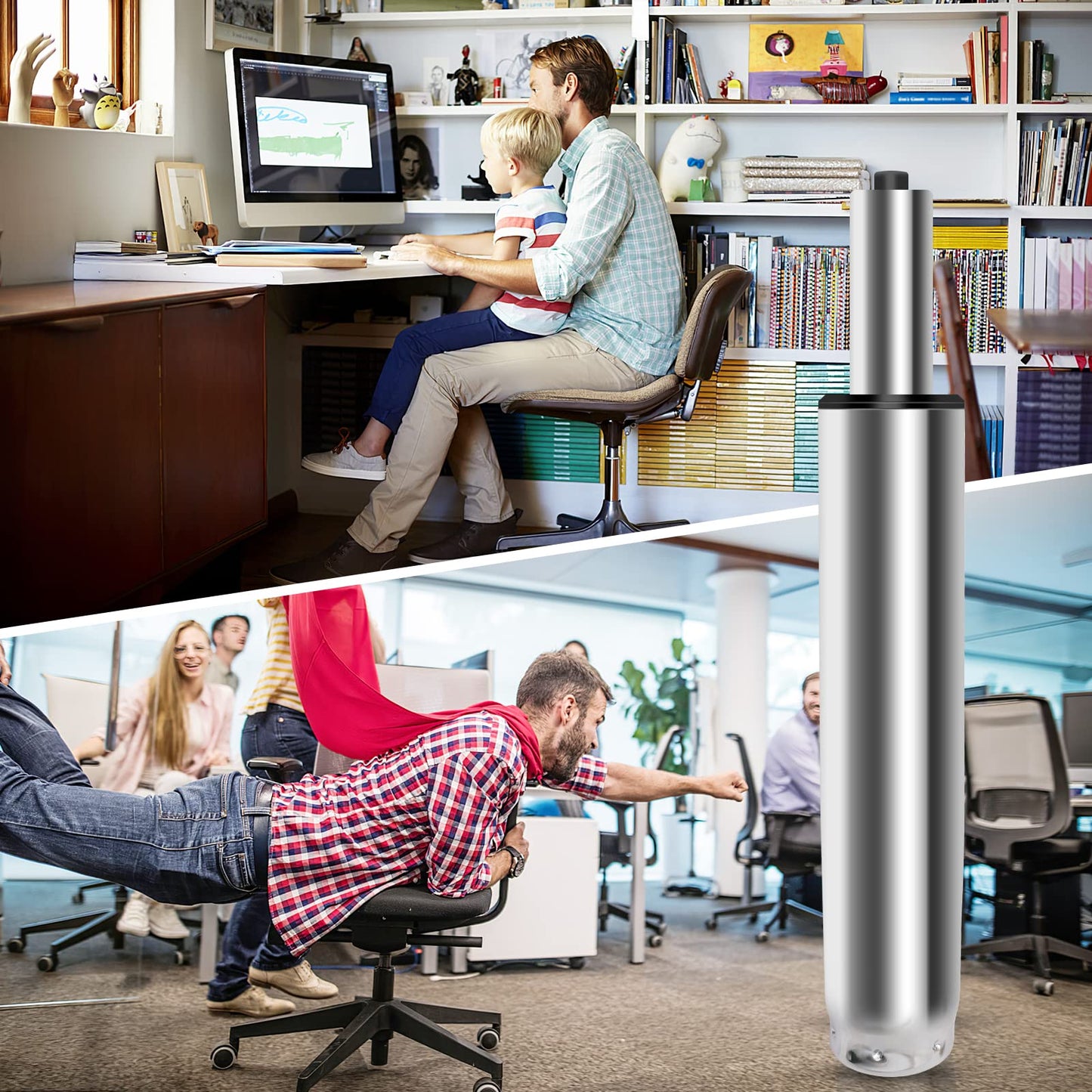 5.5 inch Office Chair Cylinder Replacement,Heavy Duty Gas Lift Cylinder for Office Desk Chairs/Gaming Chair,Gas Lift Hydraulic/Pneumatic Piston, Universal Size (Silver)