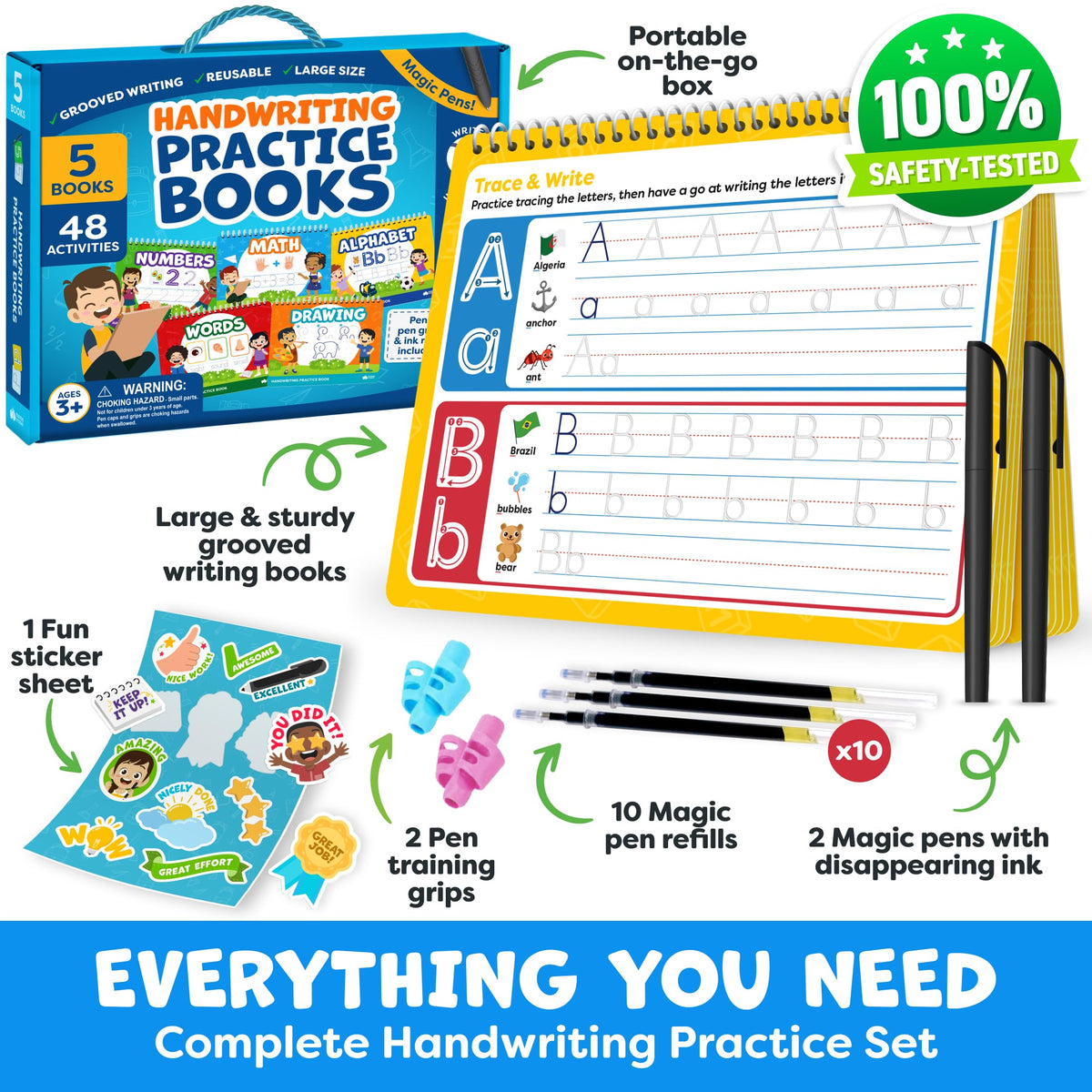 Magic Grooved Writing Practice for Kids - Grooved Writing Books for Kids 3-5, Kindergarten Workbooks Handwriting Practice for Kids 5-7 - Preschool Workbook, Magic Book