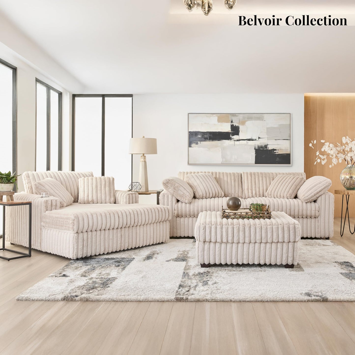 Roundhill Furniture Belvoir Accent Cocktail Ottoman, Beige Champagne