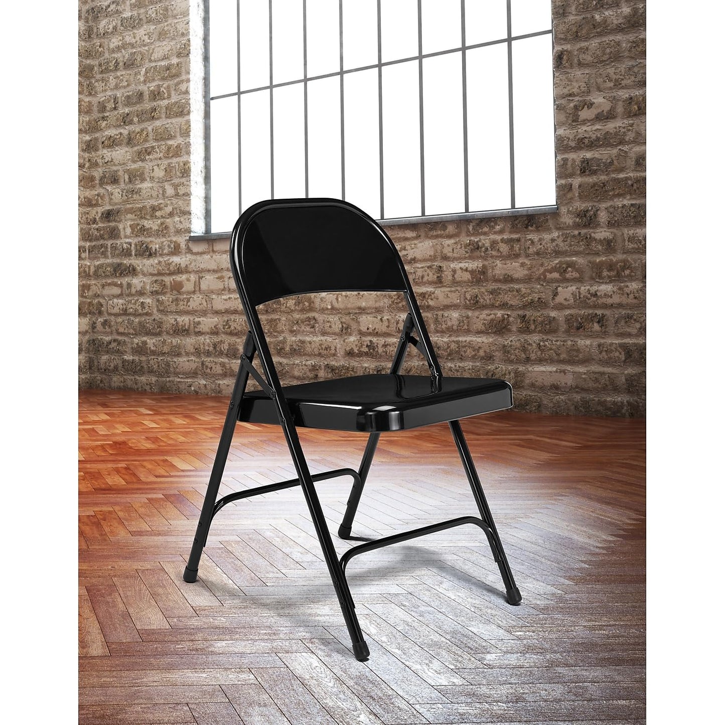 National Public Seating Steel Portable Folding Chairs 50 Series Premium Heavy-Duty Foldable Chairs for Indoor & Outdoor, Set of 4 – Comfortable, Durable, Institutional-Grade, Black