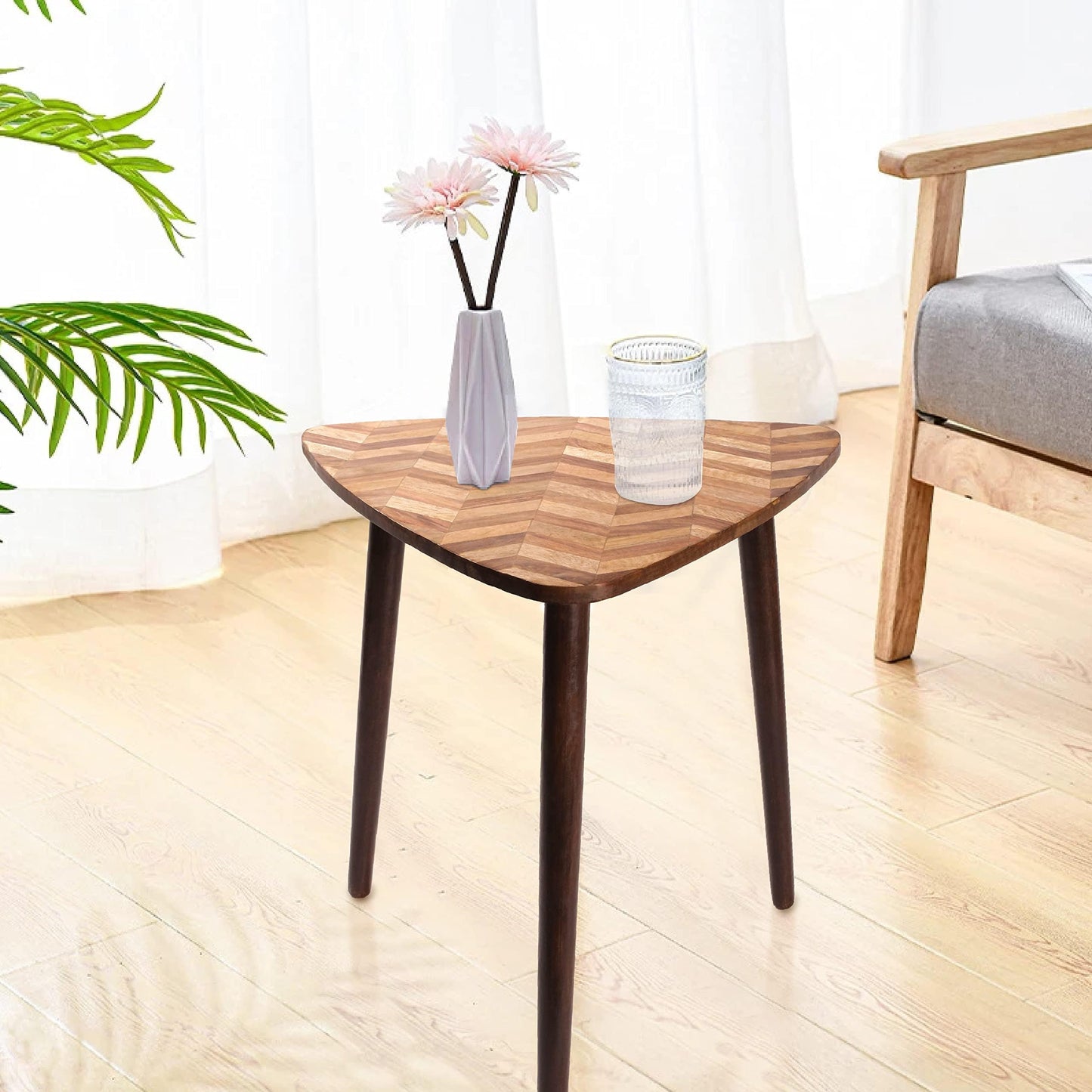 End Table, Coffee Table, Side Table, Wooden Table 3 Legs Joint Triangle Designs 21x22 - Style Table for Modern Design Room,Multi-Purpose in Home Living Room and Bed Room