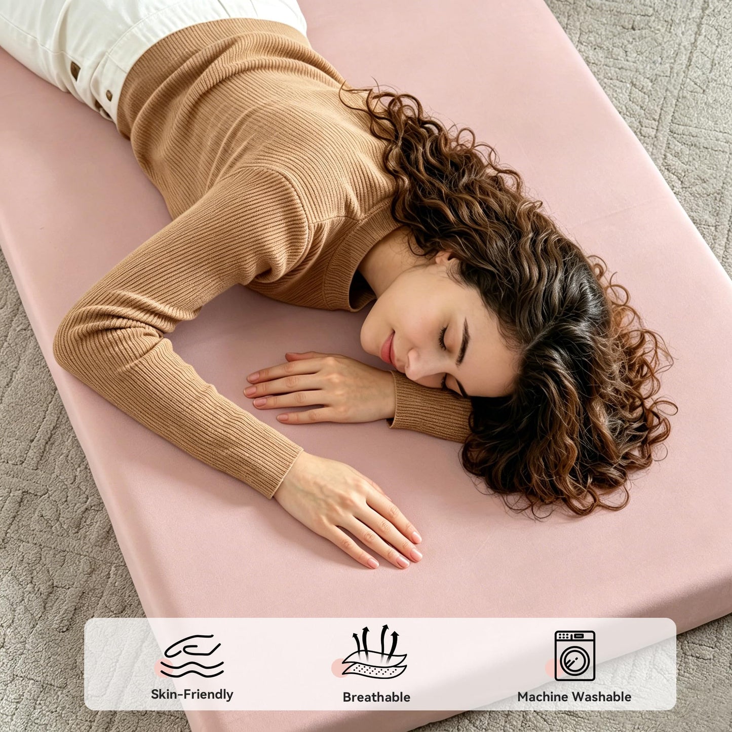 NSGZ Twin Fitted Sheet Only Compatible with Trifold Mattress, Microfiber Fitted Bedsheet Fit for 4 Inch Low Profile Mattress with Full Elastic Edge for RV Bunk, Trundle Bed, Daybed, Camping (Pink)