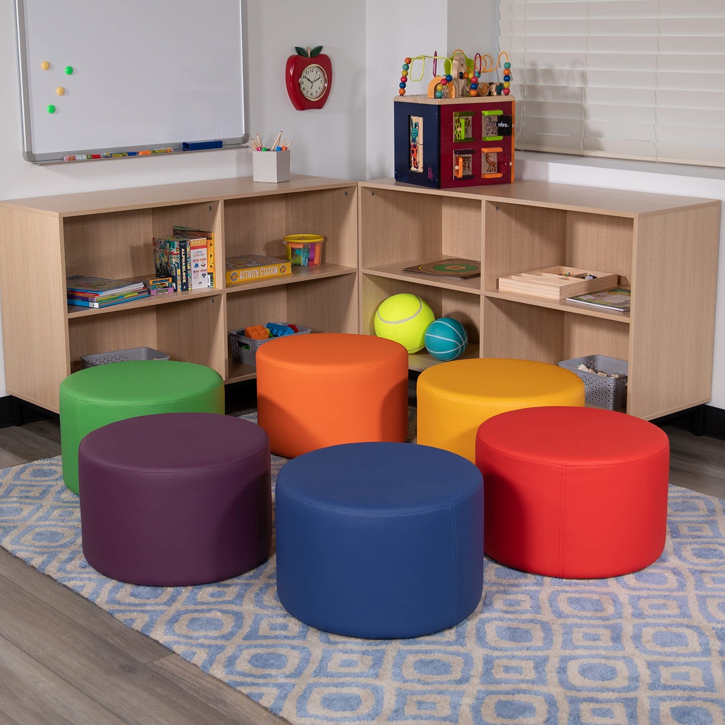 Flash Furniture Nicholas Soft Seating Flexible Circle for Classrooms and Daycares - 12" Seat Height (Yellow)