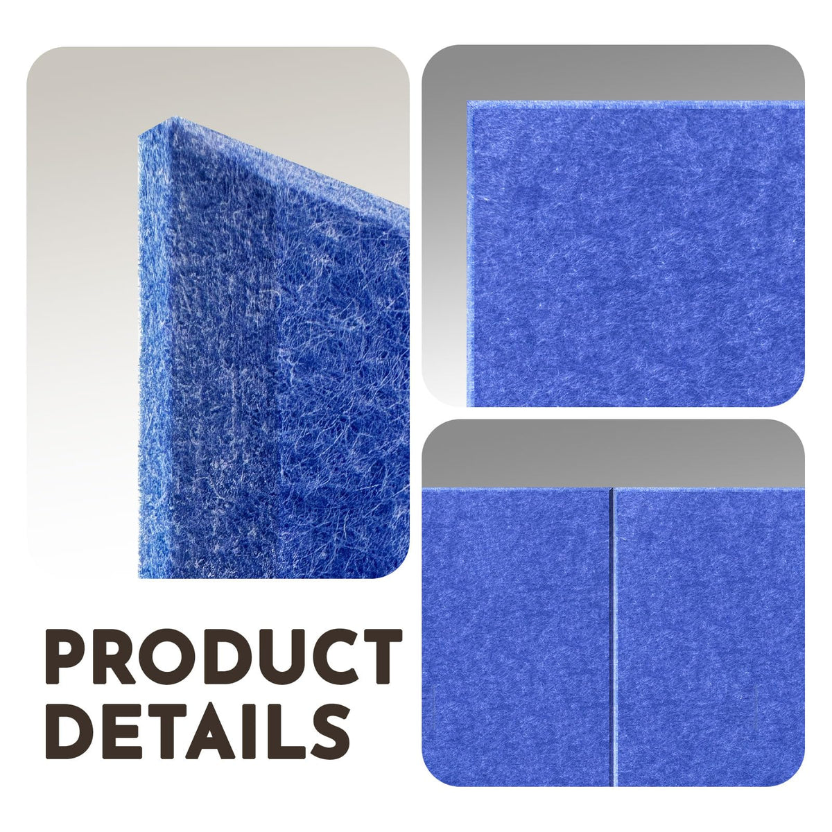 MISSDAY Blue Acoustic Wall Panel Felt Bulletin Board 48" x 36" Cork Board for Wall, 12-Pack Boards with 72 Removable Adhesive Tabs, 50 Pins, Pin Board for Home Office Classroom Soundproof Wall Tile