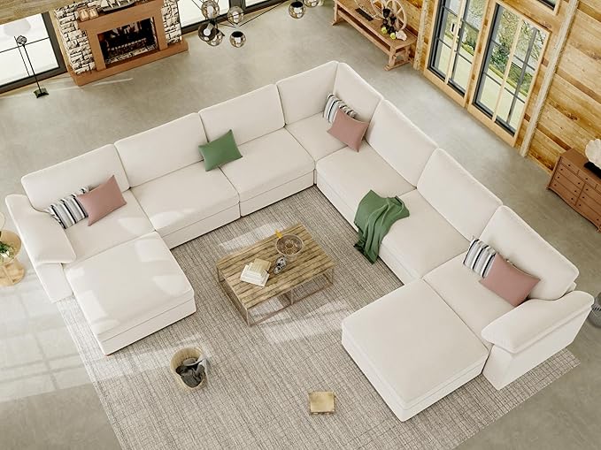 EASE MOOSE Oversized Sectional Modular Sofa，Comfty U Shape Sectional FSC