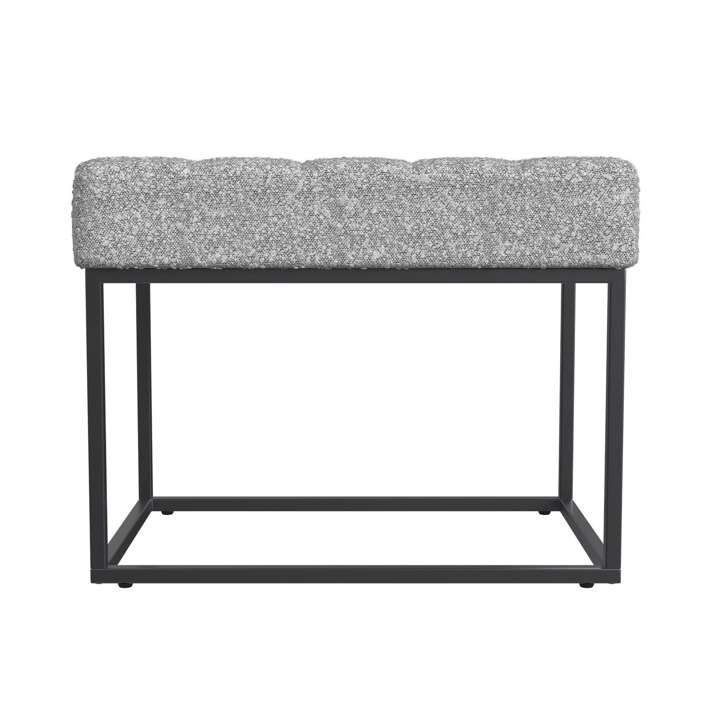 HomePop Theodore Channel Tufted Small Ottoman - Cream Boucle with Gray Yarns