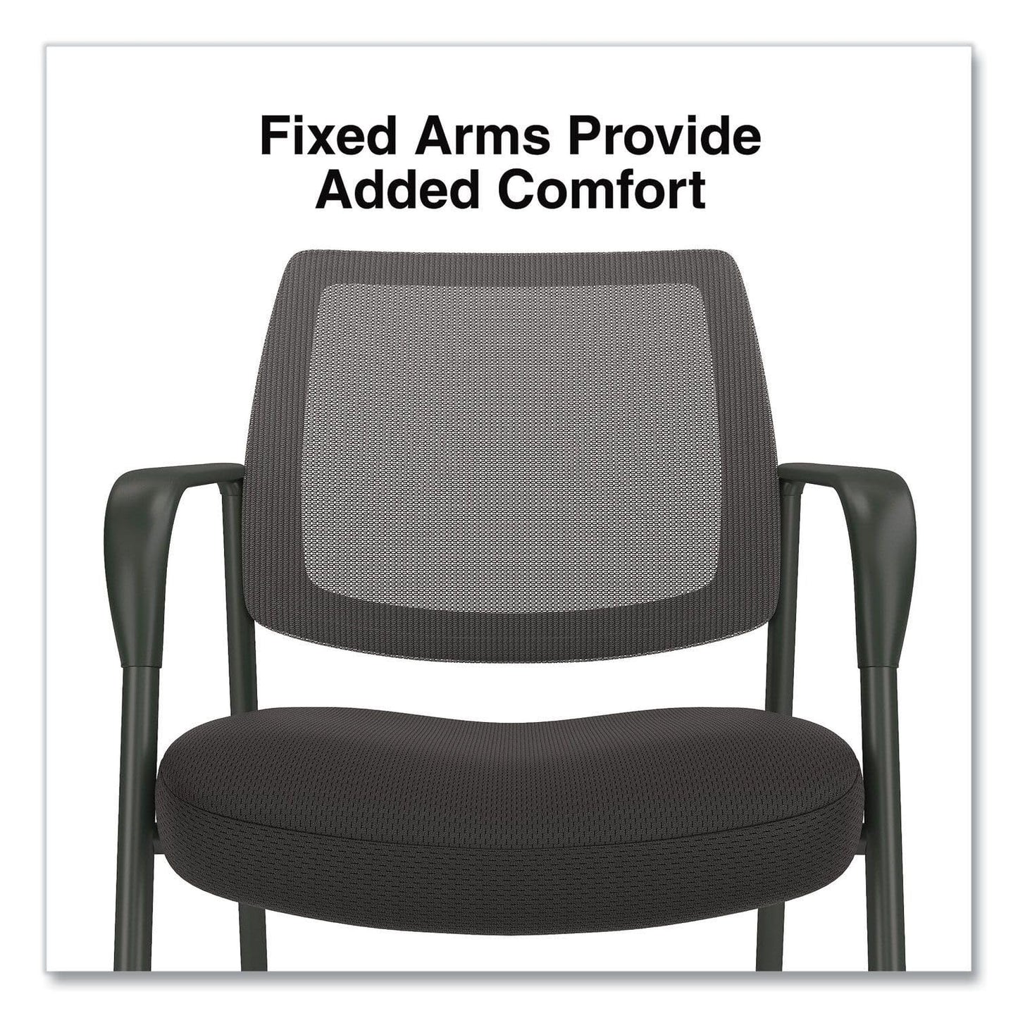 Alera Wessex Mesh Back Guest Arm Chair, Rolling Reception Chair, Black