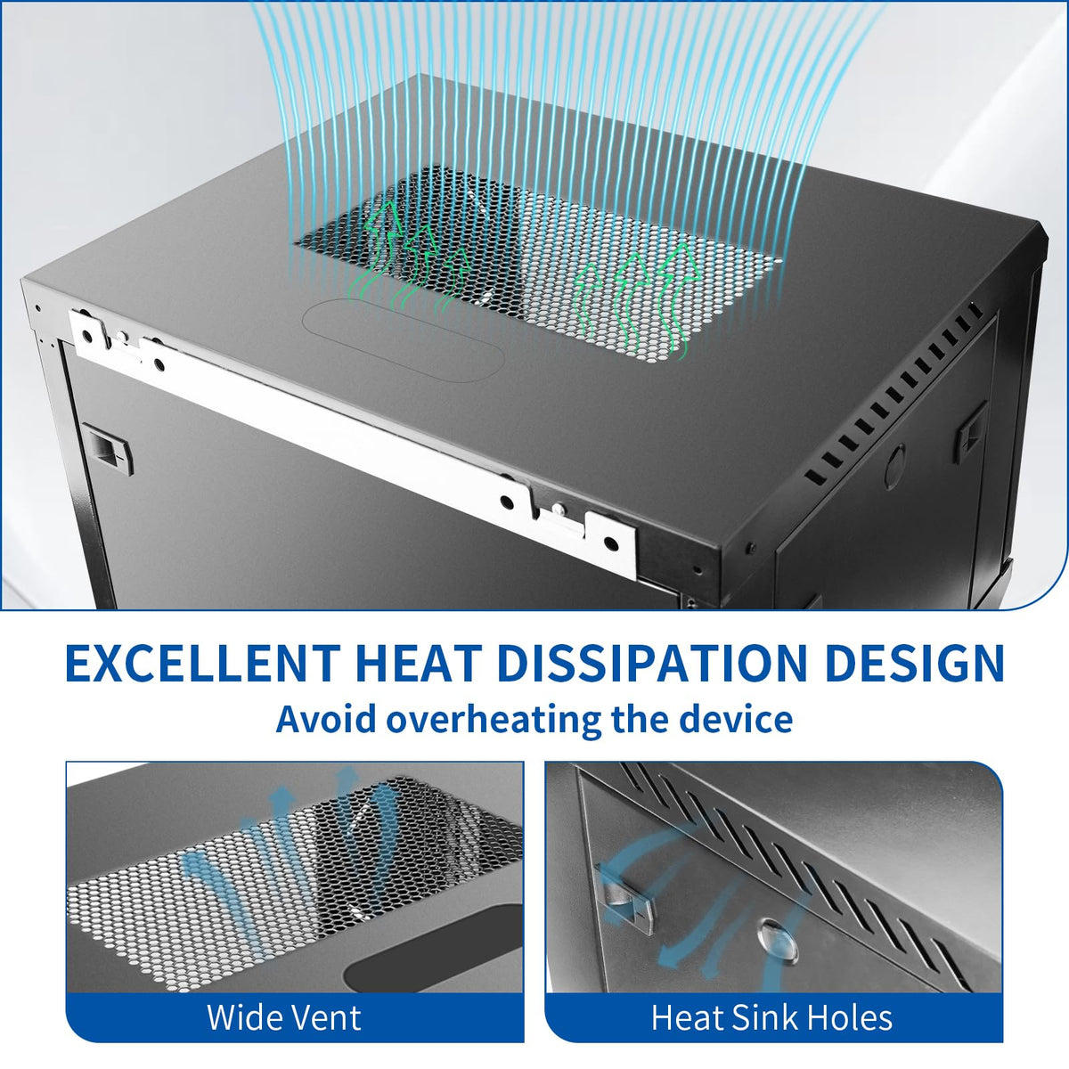 ZHPHMBM 6U Wall Mount IT Network Rack Cabinet - SPCC Cold-Rolled Steel with Vents for Heat Dissipation, Easy Assembly and Cable Routing 15 in Depth for AV and Network Equipment