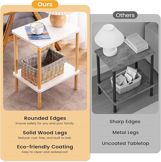 Apicizon 2 Tier End Table Set of 2, Small Side Table