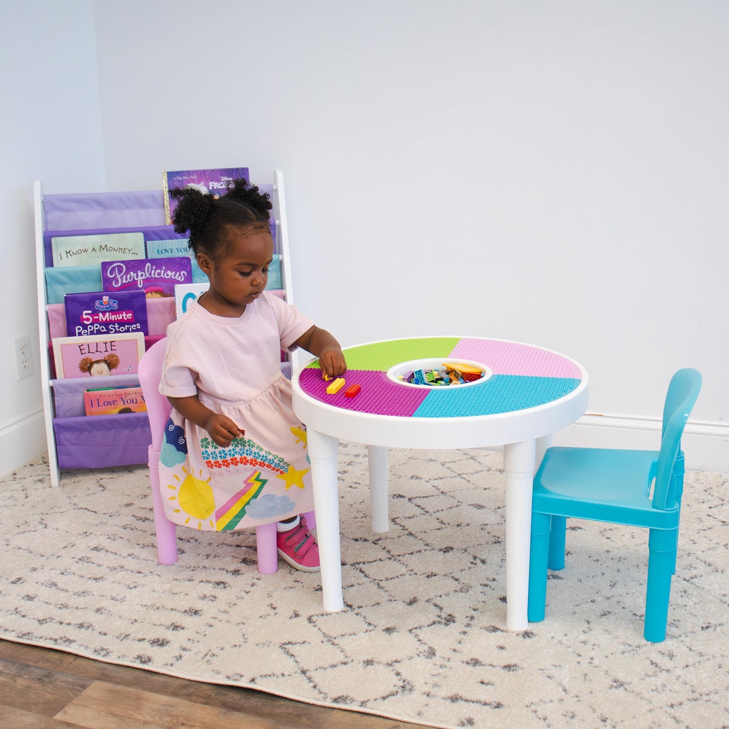 Humble Crew Kids Bookshelf, 6-Tier Front-Facing Book Display Organizer, Montessori Toddler Bookcase for Playroom, Bedroom & Reading Corner, White/Pink/Purple/Aqua