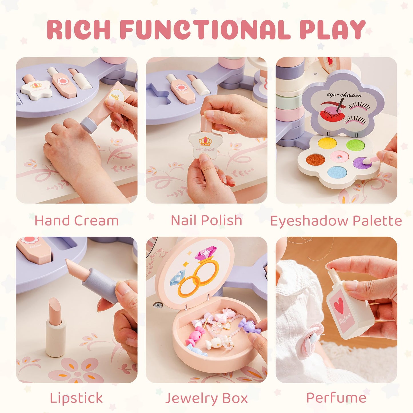 ROBUD Kids Vanity Table and Chair Set, Pink Girls Vanity with 11Pcs Accessories, Pretend Play Kids Vanity with Mirror and Drawer, Princess Makeup Desk Dressing Table, Ideal Gift for Girls Age 3+