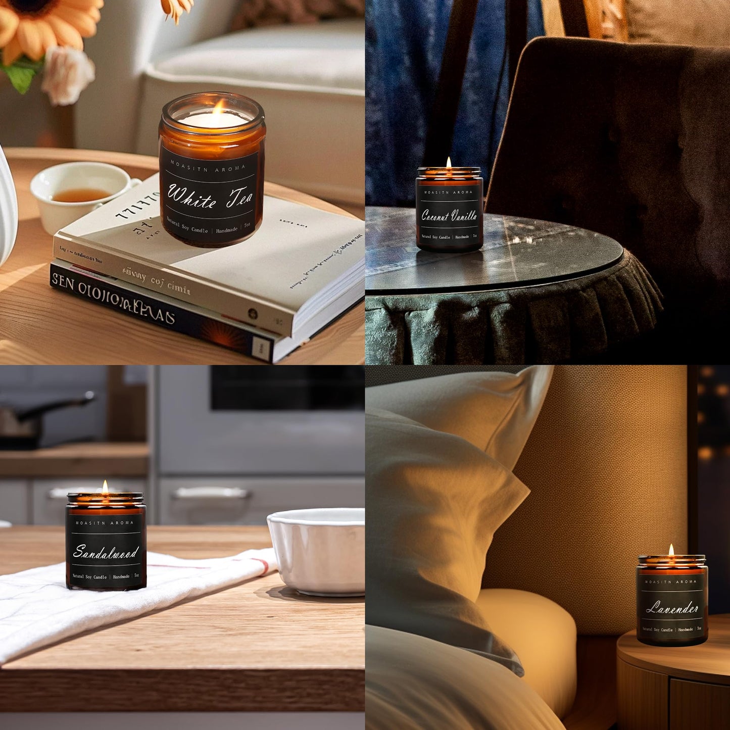 MOASITN Hello Fall Scented Candles for Home| Natural Soy Fall Candle| Handmade Long Lasting Aromatherapy Candle| Jar Candel Gift for Women,Men| as Halloween,Birthday,Relaxing Gifts| 7oz