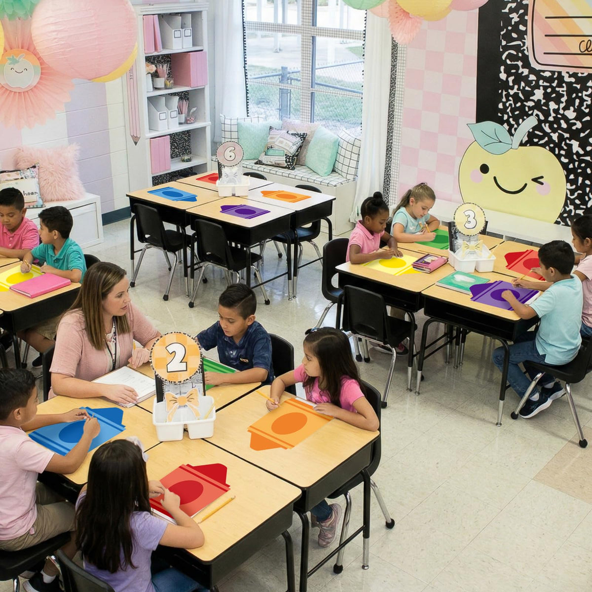 Lincia 12 Pcs Large 12''Table Dots Dry Erase Dots for Classroom Table Crayon Dry Erase Sticker for Whiteboard Wall Teachers Small Group Classroom Must Haves Removable School Essential Supplies