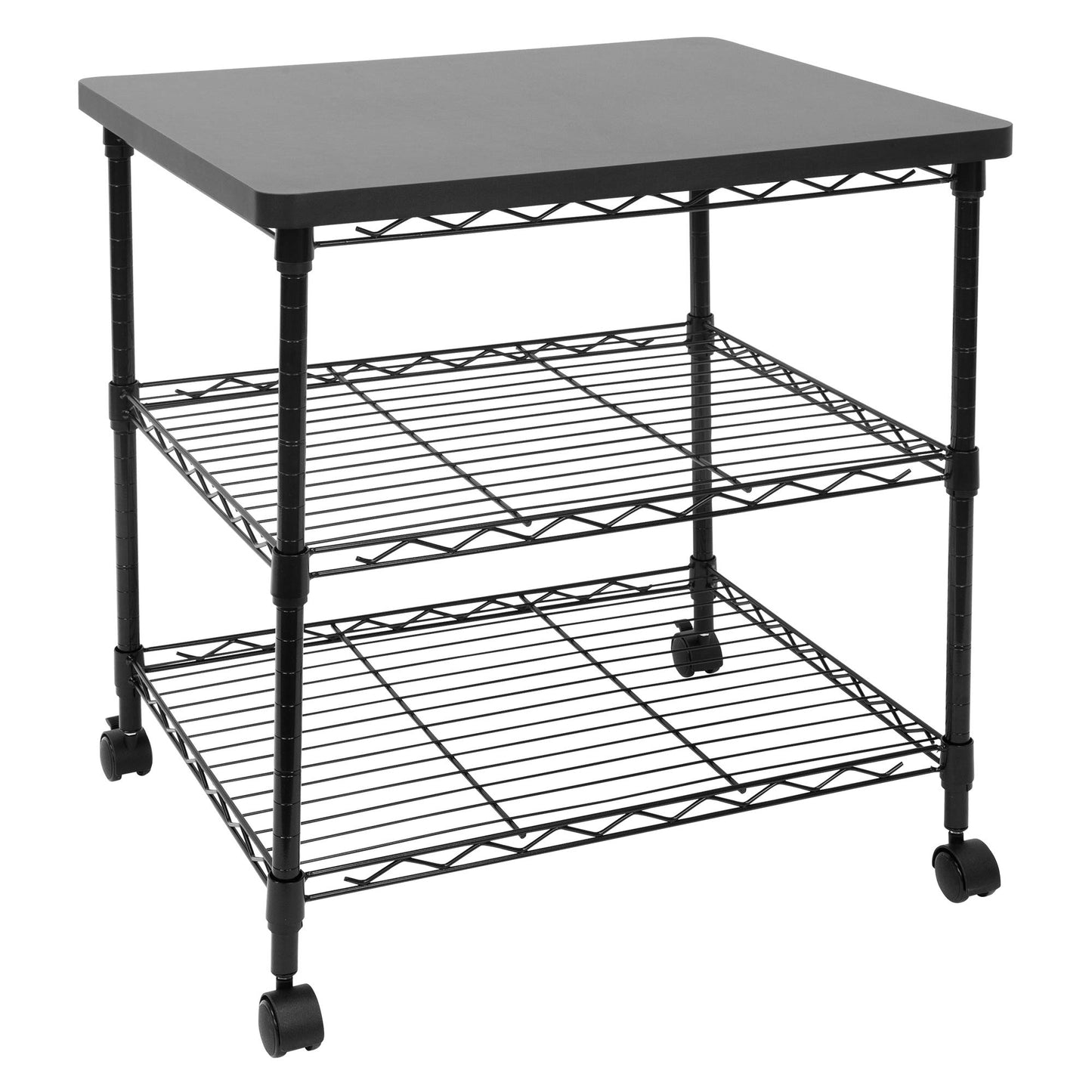 Mount-It! Printer Stand With Wheels | 3-Tier Large Printer Cart With Storage Shelves For 3D & Laser Printer, Scanner, Heat Press | Rolling Metal Utility Table For Home and Office Use, 200 Lbs Capacity