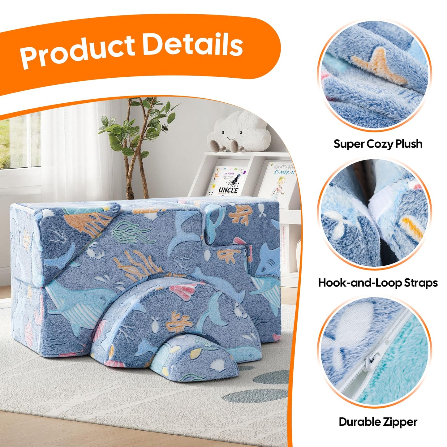 MeMoreCool Foam Climbing Toddler Couch – Modular Sofa with Slide & Stairs | Convertible Playroom Couch | Crawling & Climbing Soft Furniture | Washable Cover | Gift for Kids