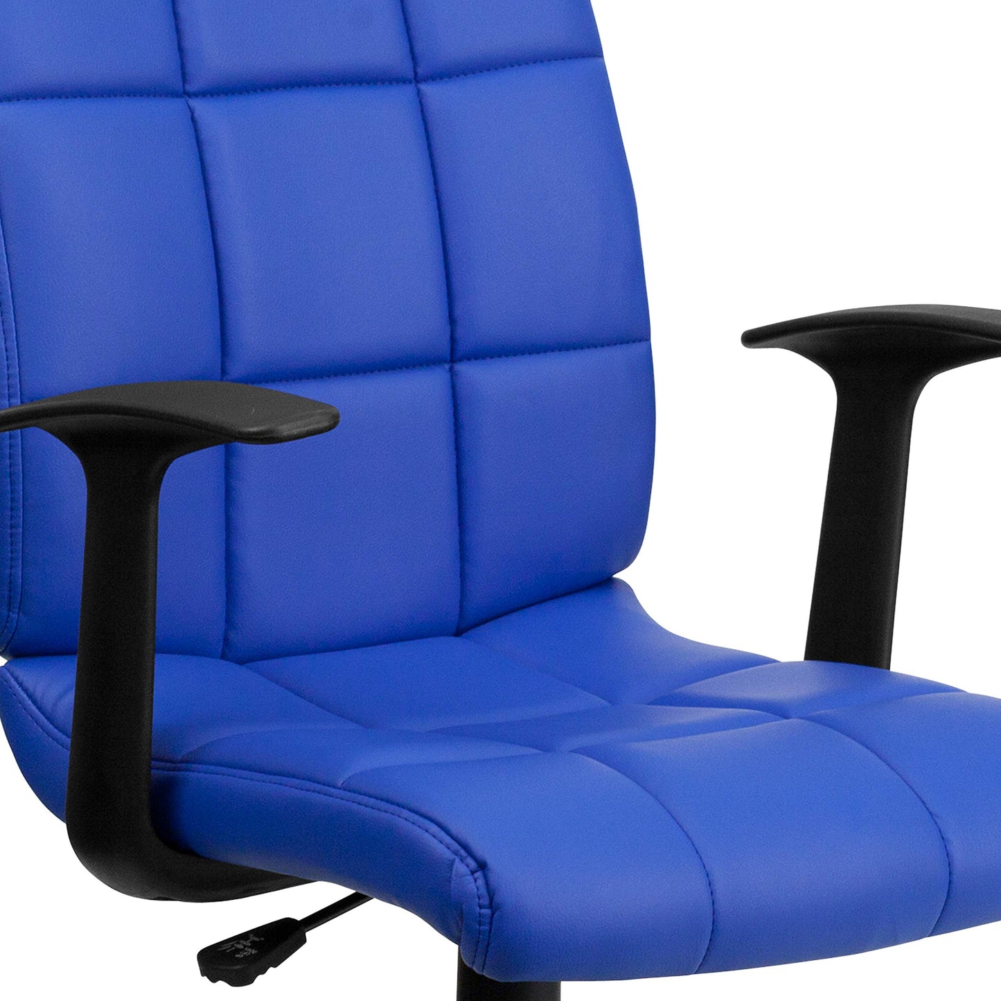 Flash Furniture Clayton Mid-Back Blue Quilted Vinyl Swivel Task Office Chair with Arms