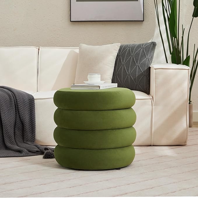 Flouki 19.5" Storage Ottoman Round, Vanity Stools