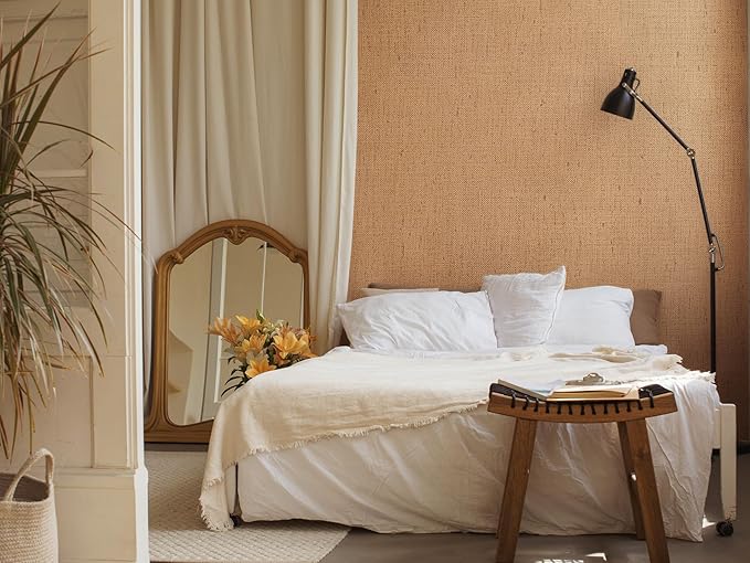 Brown Grasscloth Peel and Stick Wallpaper Textured Contact Paper Removable