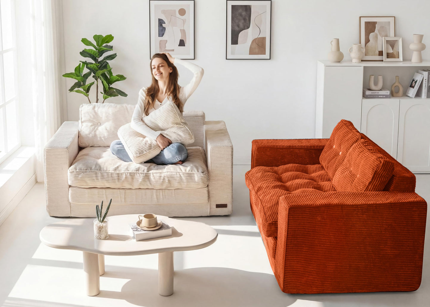 MAXYOYO Convertible Sofa Bed, Pull Out Loveseat Sofa Couch, 2 in 1 Folding Couch Bed, Fold Out Floor Couch with Pillows for Living Room Bedroom Lounge