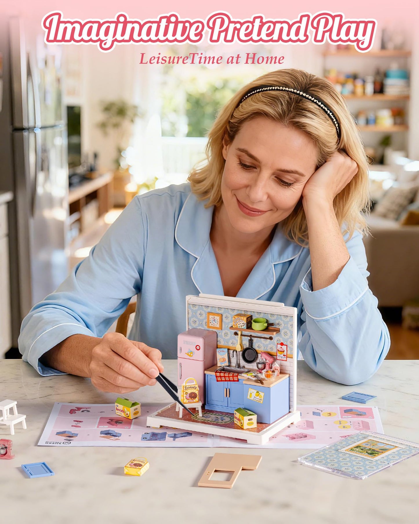 Rolife Super Creator Mini Series, DIY Plastic Miniature Kits Retail Store Series, Mini Model House Building Set for Teens Aged 14+, DIY Crafts/Hobbies for Adults (Homely Baking Kitchen)