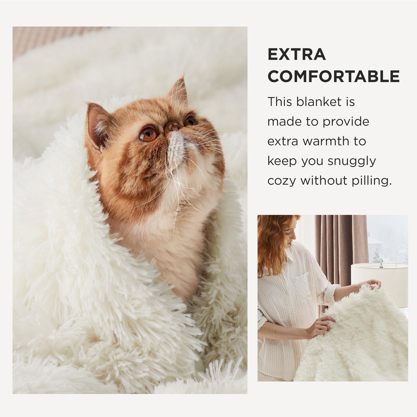 Bedsure GentleSoft Fluffy Cream Blankets Queen Size for Bed, Thick Sherpa Faux Fur Fleece Fuzzy Plush Winter Warm Heavy Soft Full Queen Blankets, Bedroom Decor Cream Gifts Cozy Gifts for Women, 90x90