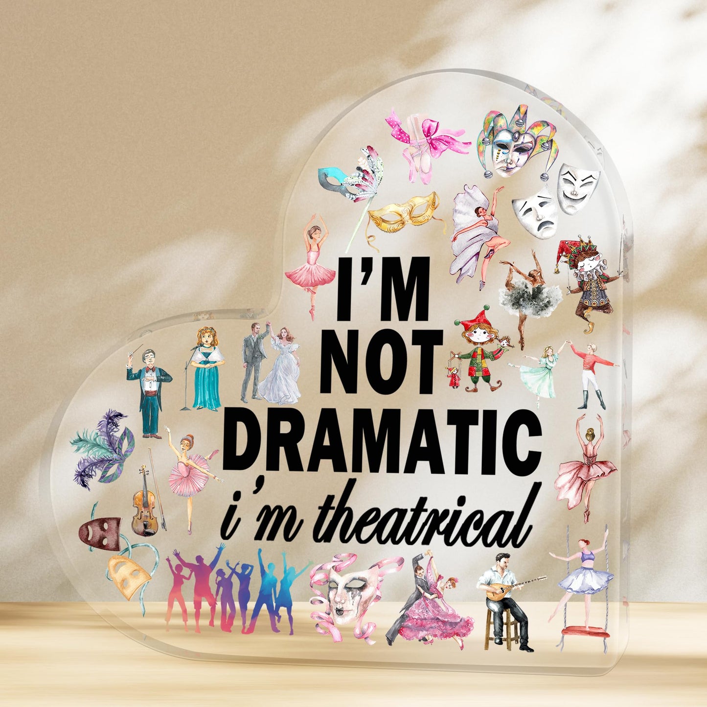 Theater Gift Musical Theater Gifts Acrylic Heart Keepsake Funny Broadway Gifts for Directors Actors Music Teachers Musicians Theater Kids Drama Student Graduation Birthday