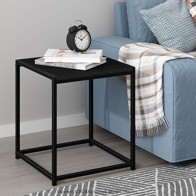 FURINNO Camnus Modern Living End Table, 1 Tier, Metal Frame