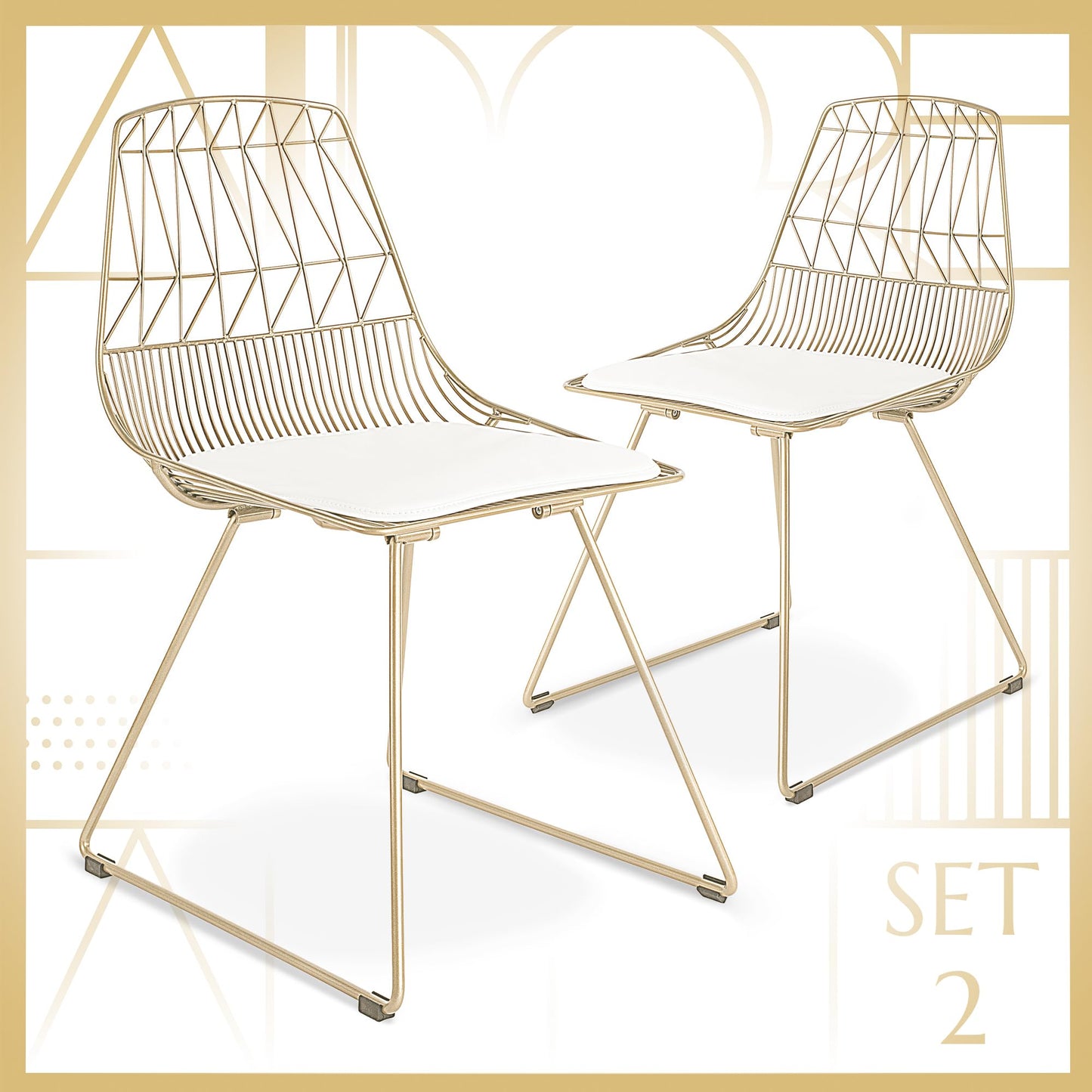 Adore Décor Elle Décor Vivi Dining Chair Set French Gold