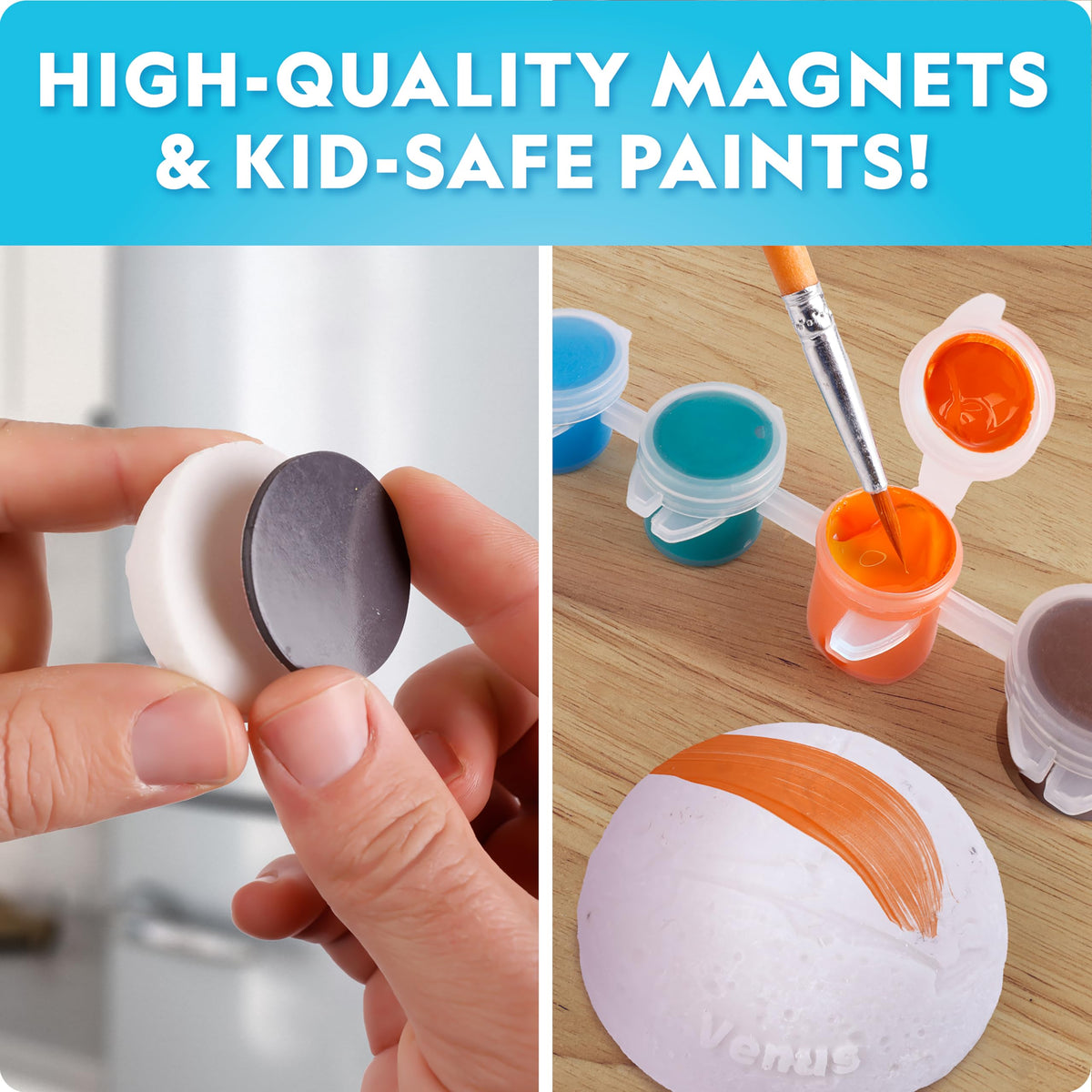 National Geographic Magnetic Solar System Painting Kit – 3D Magnet Making Kit, Paint 8 Planets & The Sun, Craft Kit with Paints, Brushes, Magnets & More, Kids Art Kit, DIY Magnets