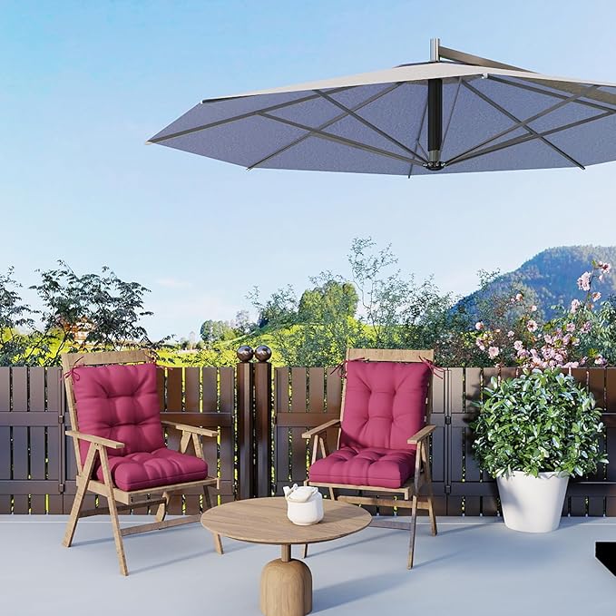 Outdoor Chair Cushions Set of 2, High Back Soft Seat Pad