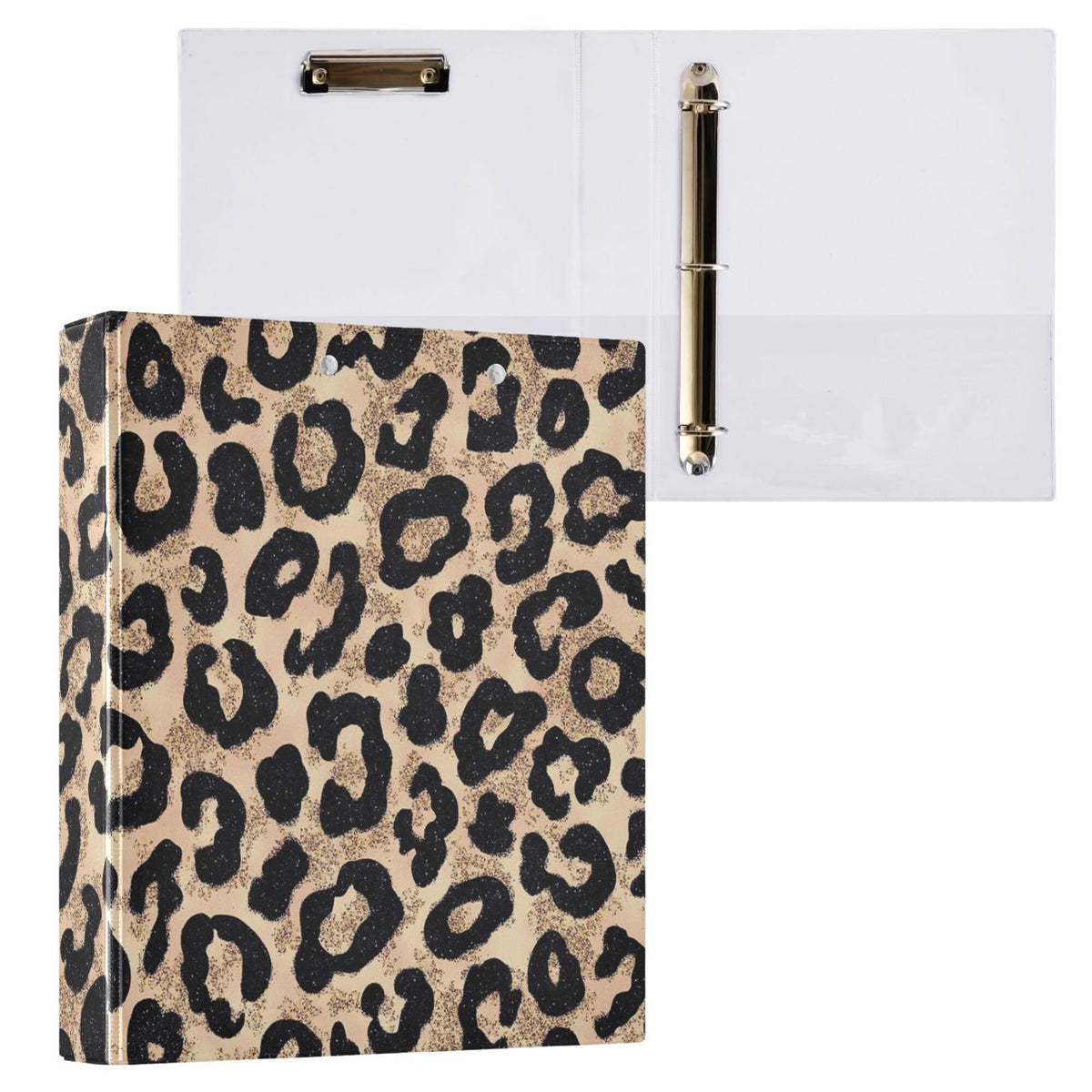 Leopard Round Ring Binders 1.5 Cheetah 3 Ring Clipboard Binder for Office School Work Supplies File Folder 200 Sheet Capacity Easy Open